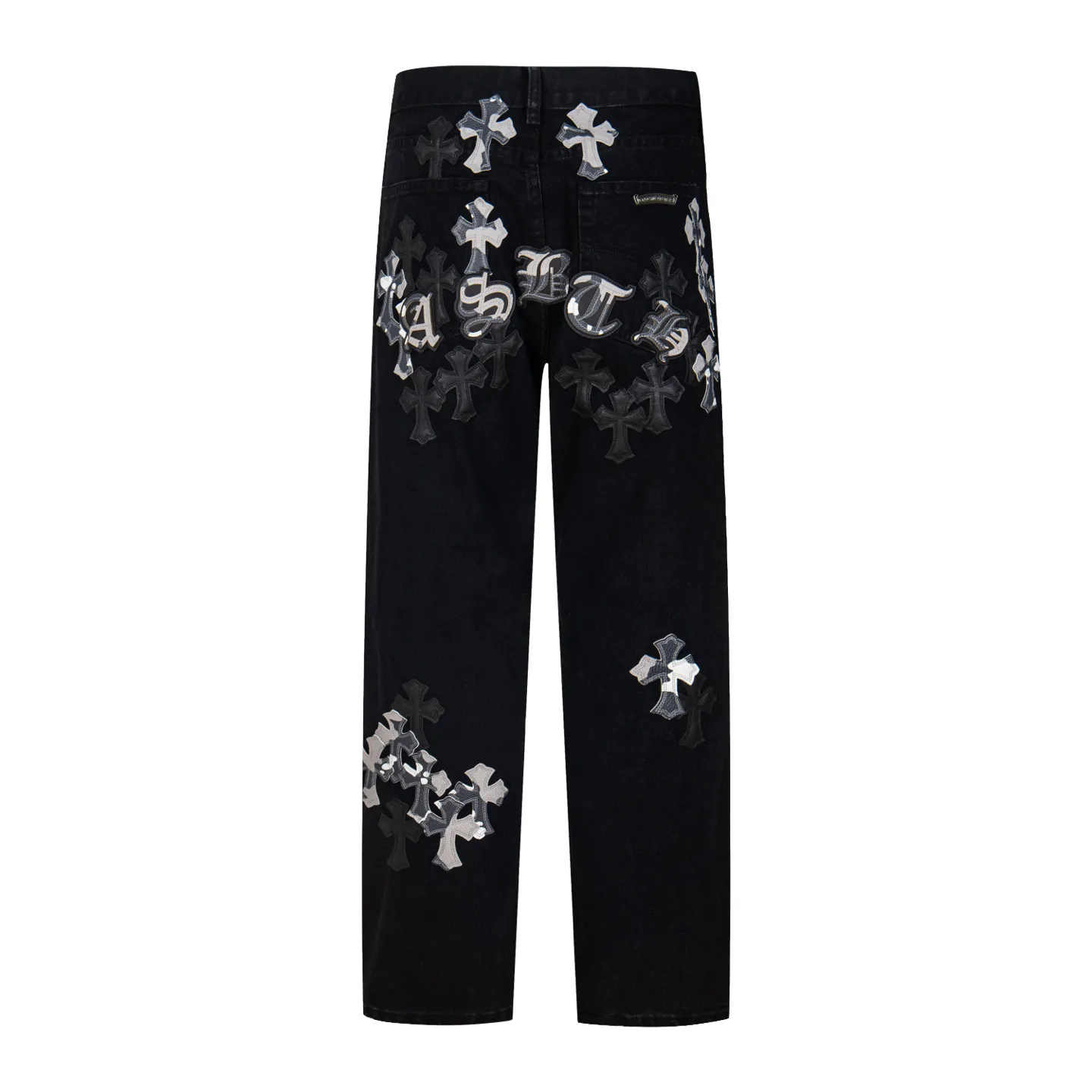 P260 Chrome Hearts Chrome Hearts Black Multi-leather Elements Full of Details Washed Jeans Authentically Restore the Ultimate Vintage Texture Three-Dimensional Fit Loose and Comfortable, Not Slimming Appearing Tall and Slim Made by a Manufacturer Original Quality Control Same Style for Men and Women Can Be Matched for Couples Versatile Recommendations Must-Have Jeans for All Seasons Fashionistas Have Been Disappointed From the Quality Selection of Fabrics, Cutting of Details, and Matching of Patterns, Everything Is Impeccable! The upper body is so handsome when worn...it can be easily worn by men, women and children! The craftsmanship is made of heavy-duty washed pure cotton denim fabric. After washing, it is soft and thick. It is very stylish when worn on the body. Style number: 1775# Color: black Size: 28 30 32 34 36
